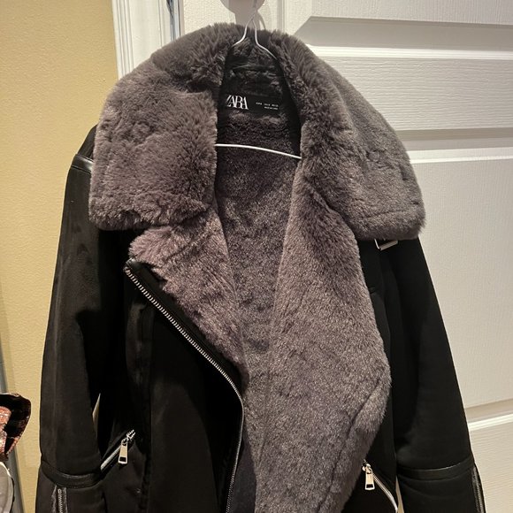 ZARA FAUX SUEDE DOUBLE FACED LONG JACKET - Picture 4 of 4